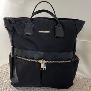 Black multi-way convertible tote